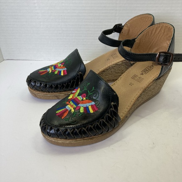 Artesanias‎ Azteca Mexican Wedge Size 9 US/26 MX Boho- Hippie Huarache Mexicano - Picture 1 of 9